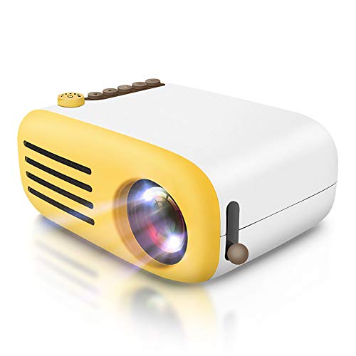 Mini Projector, LoongSon Outdoor Video Movie Projector,Support 1080P,LED LCD Projector for Children Present,Home Theater Projector,Support TF Card/HDMI/Smartphone/PC/Laptop/USB for Movie Games(Yellow)