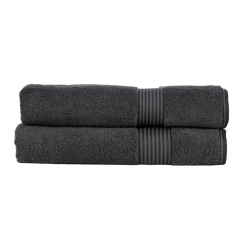 Christy Supreme Hygro 2 Bath Sheets Set | Graphite Dark Grey | 100% Luxury Supima Cotton | Ultra Soft | Super Absorbent | 650GSM | Extra Large Bath Towels