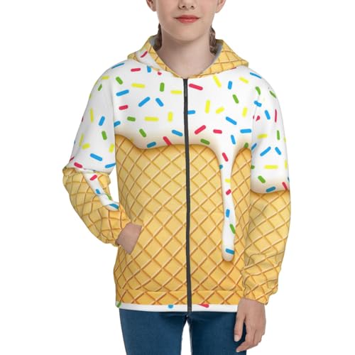 White Ice Cream Kid Hoodies Boys Zip Up Sweatshirts Girls Pullover with Pocket3