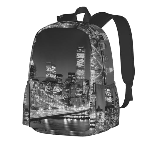 Hgbbdyyjj New York Sac à dos léger avec poche pour ordinateur portable et poche latérale 43 cm,...