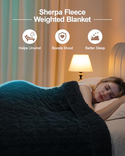 Super Fuzzy Soft Sherpa Fleece Weighted Blanket, 15 lbs Dual Sided Fluffy Heavy Weighted Blankets for Adults - No Bunching with Double Layers of Soft Inner Lining (60"x 80", 15 Pounds)