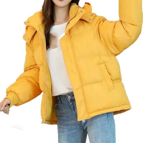 Veste d'hiver à capuche femme douce et chaude veste courte coton uni zip