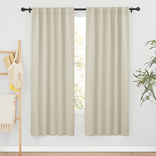 Image of RYB HOME Blackout Curtains for Living Room, Back Tab & Rod Pocket Top Insulating Window Decor for Bedroom Dining Classroom Home Office, W 62 x L 72, Beige, 2 Panels
