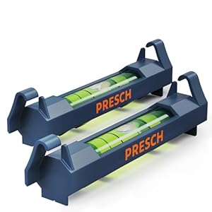 Presch Line Spirit Level 2 pcs. – Extremely Secure Hold Thanks to Safety Hooks – Lightweight Design for Perfectly Aligned String – Shatterproof Acrylic Glass – 360° Readable for Precise Alignment