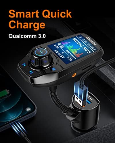 Bluetooth FM Transmitter for Car, Bluetooth Car Adapter, 4-in-1 Car MP3 Player with 1.8 Inch Color Display, AUX Input/Output, 3 Port USB, S Handsfree Call, SD/TF Card, USB Disk,QC3.0,5 EQ Modes