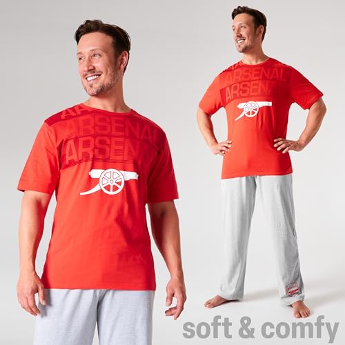 Arsenal F.C. Conjunto de pijama para hombre, ropa de noche, camiseta de pantalones largos, conjunto de pijama S-3XL, para hombres, adolescentes, regalos del Arsenal para hombres, Rojo/Gris, XXL