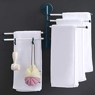 LovePlz Towel Holder Stand Wall Mount Punch Free Adhesive Bathroom Towel Holder Hanger Shelf Rack Organizer Easy to Install White 5 Layer