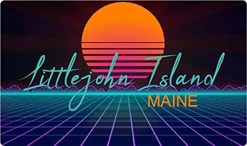 Littlejohn Island Maine - Imán de nevera (4 x 2.25 pulgadas), diseño retro de neón