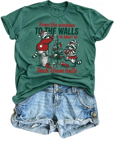 Christmas T Shirt for Women Funny Merry Xmas Holiday Short Sleeve Tee Tops - image 1