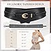 WHIPPY Women Wide Leather Belt Fashion Ladies Dress Belt 2-in-1 Waistband with Skinny Belt for Dress Suits, Black, M