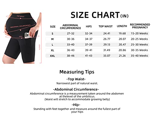 Sweetaluna Maternity Shorts With Pockets Over The Belly Women's Pregnancy Black 8'' Shorts Workout Yoga Pants X-Large #TOP3