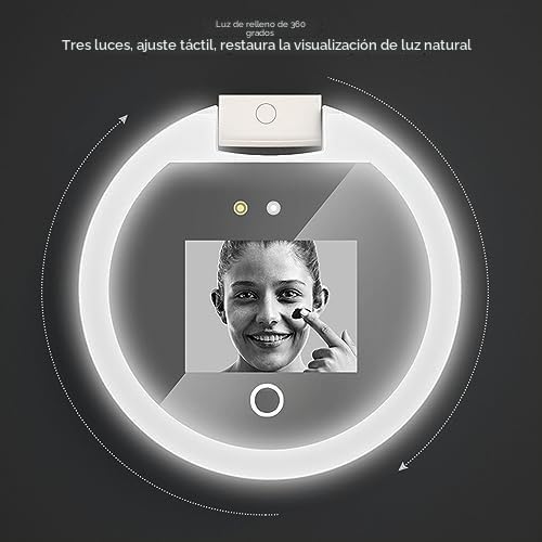 Espejo Cosmético UV,Espejo de Aumento 2X de Doble Cara de Mano con Cámara UV,Diseño de Espejo Compacto para Prueba de Protección Solar,Espejo de Tocador Recargable de 3,8 Pulgadas