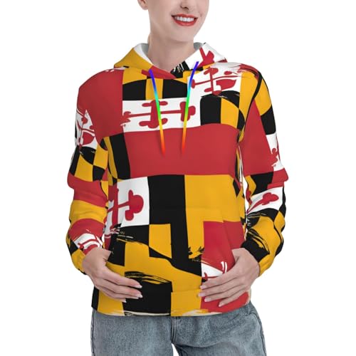 Sweat à capuche Maryland pour femme avec grande poche imprimé tendance