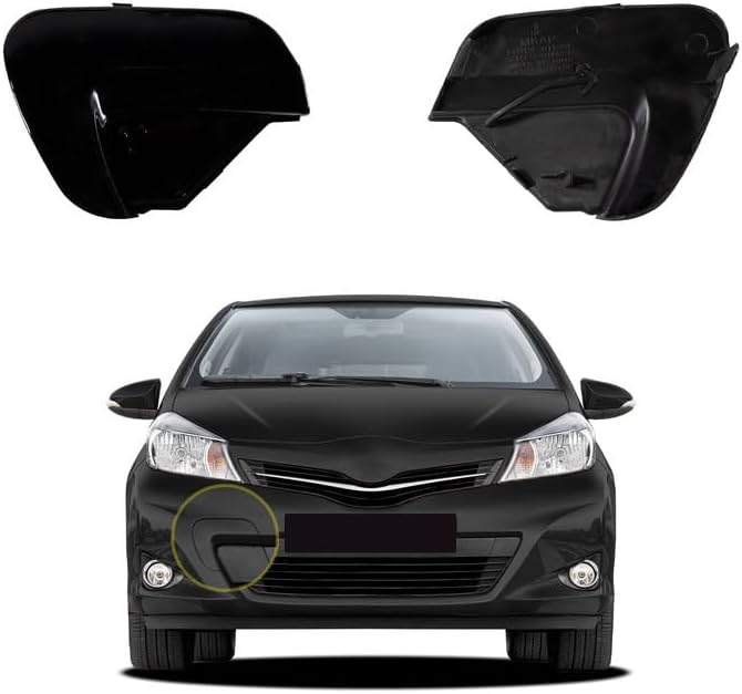 Car Front Bumper Tow Hook Cover Compatible with Toyota Yaris 2012 2013 2014 Trailer Cover Cap 52127-52931 52127-0D917 Small Lid Towing Eye Cap Pure Black Right Passenger Side