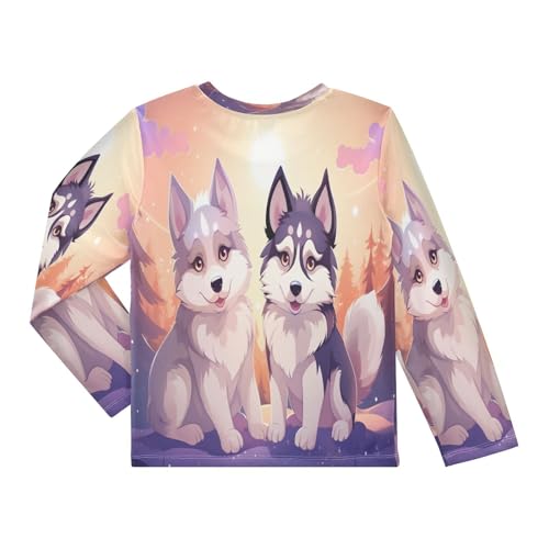 Boys Rash Guard Swim Shirt Long Sleeve UPF+ 50 Sun Shirts Quick Dry Shirt Siberian Husky for Toddler Kids2