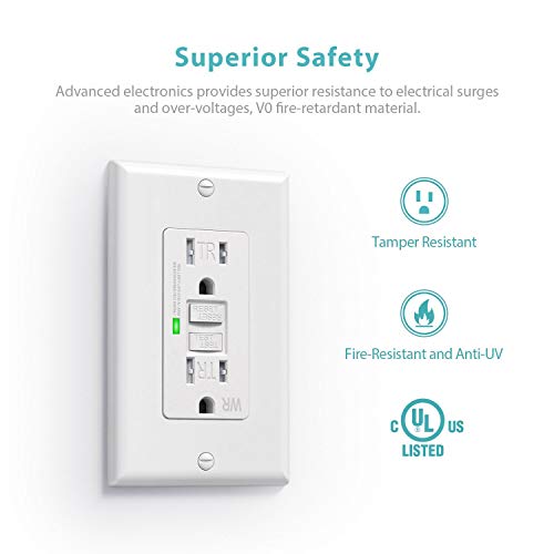 [10 Pack] Webang Self-Test Gfci Outlets, Tamper-Resistant And Weather-Resistant, Gfci Receptacle With Led Indicator, Decorative Wall Plates And Screws Included, 15 Amp/125 Volt, Etl Listed, White #TOP3