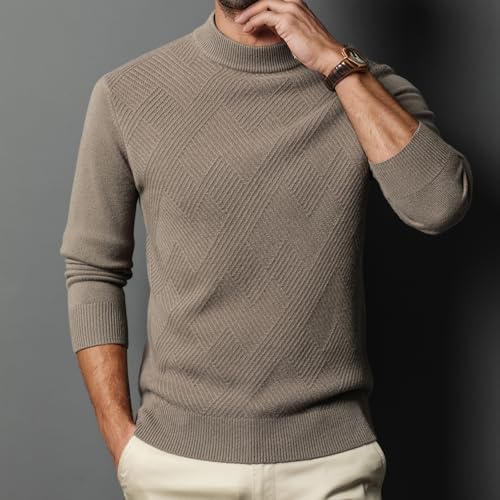 Mens 100% Wool Cable Knit Sweater Casual Long Leeve Crewneck Pullover Sweaters Twist Textured Fisherman Sweater3