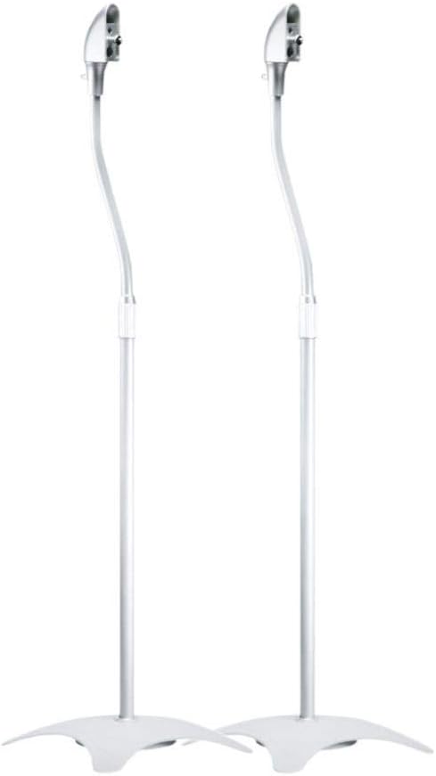 Adjustable Silver Satellite Speaker Floor Stands (Pair)