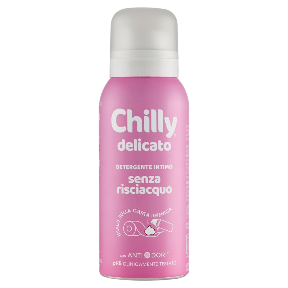 12 detergenti intimi Chilly senza risciacquo Delicato – Utilizzare su carta igienica – Adatto per pelli sensibili da 100 ml + portachiavi Beni Culinari gratuito