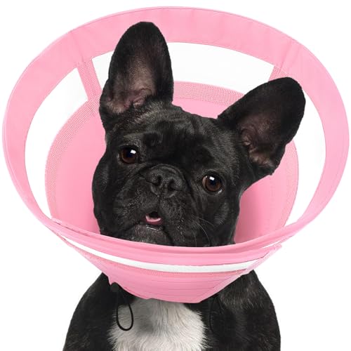 Image of SAWMONG Soft Cone for Dogs - Medium Dog Recovery Collar, Adjustable E-Collar to Stop Licking After Surgery (M, Pink)