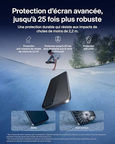 Belkin ScreenForce UltraGlass 2 Protection d'Écran pour iPhone 17 Pro Vitre Protection Écran Contre Les Rayures Support Easy Align Inclus pour Pose Sans Bulle D'Air Dureté 9H Verre Recyclé - vue 2