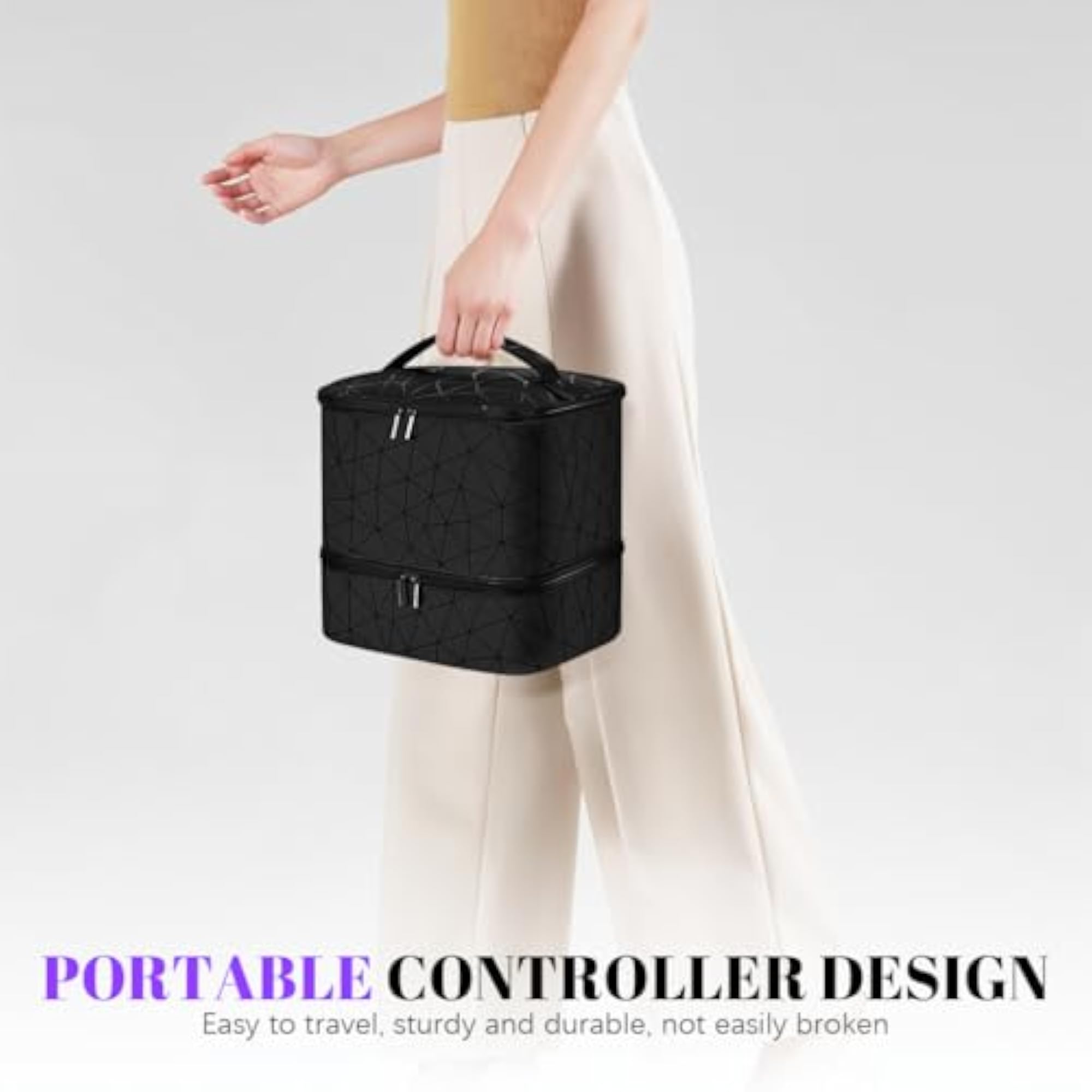 Nail Polish Organizer Bag with Double-Layer Zipper Case