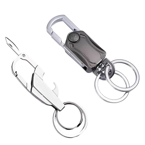 CWPFVQA Pack De 2 Llaveros Multifunción, Llaveros Abrebotellas, Llaveros Mosquetón, Llaveros Para Hombre, Aptos Para Regalar A Padre, Pareja