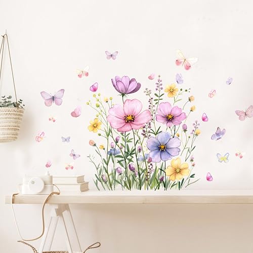 Vinilos decorativos florales acuarelados para pared