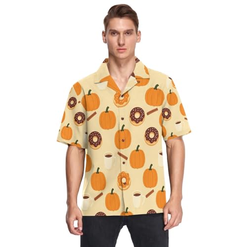 Chemise hawaïenne respirante à manches courtes motif citrouille