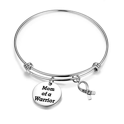 KUIYAI Mom of a Warrior Bracelet Inspirational Cancer Awareness Motivation Gifts