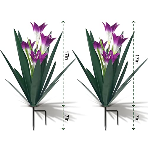 Image of Homight Metal Agave Plant Outdoor Decoration Lily Mexican Yard Art Garden Gift Home Decor Hand Painted Metal Agave Garden Yard Statue, Outdoor Lawn Ornaments (2 Big Purple Lilies)