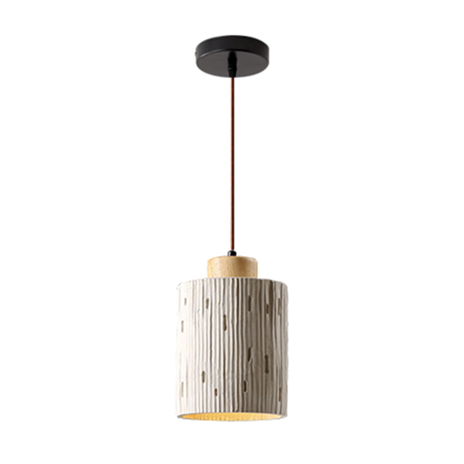 MTNROO Concrete Lampshade Pendant Lights Wabi-sabi Style Single Head Ceiling Light Chandelier Single Head Cylindrical Hanging Lamp 1-Light Retro Lighting Fixture for Foyer Bar Dining Room