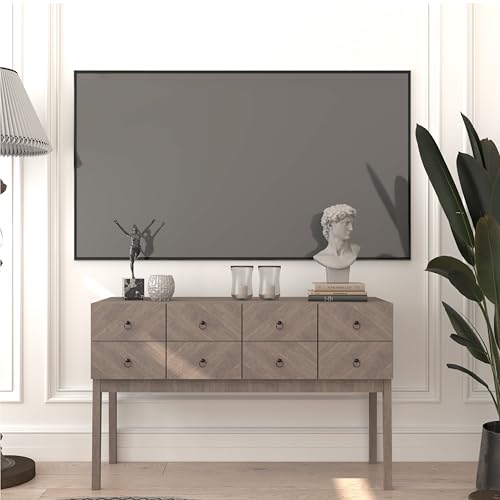 roomfitters 47” Modern Console Table with 4 Doors, Diamond Look Door Panel, Retro Sideboard Buffet Cabinet, Multi-use Sofa Table, Entryway Console Table for Hallway, Living Room, Light Oak Color