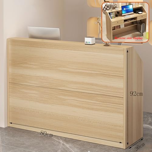 Warmer weißer 120cm Empfangs-Schreibtisch mit abschließbarer Schublade, stabile hölzerne Fronttheke für Büro-Salon, abgerundetes Kanten-Design, einfache Montage-moderner Business-Tisch