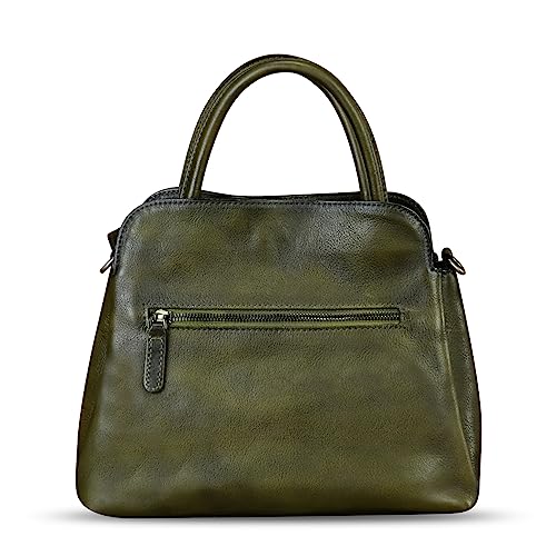 Image of Genuine Leather Handbag for Women Hand Painted Leather Top Handle Satchel Handmade Crossbody Purse