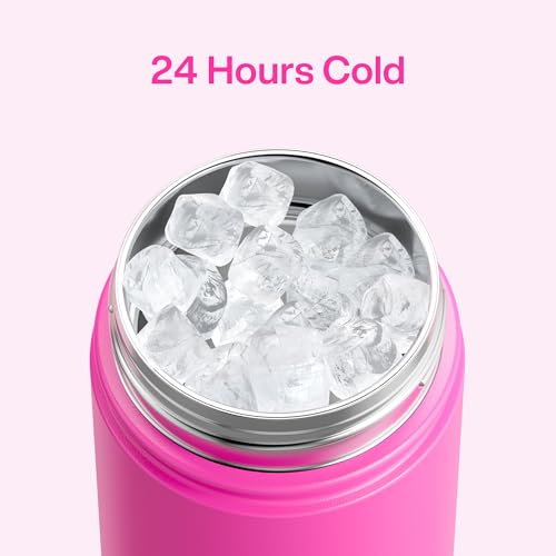 Image of ENCOOL Insulated Water Bottle with Straw Stainless Steel Water Bottle, Leak-Proof, BPA-Free, Double Wall Vacuum Keeps Cold for 24 Hours for Sports, Travel, School (18 oz, Persian Rose)