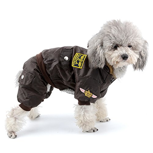 selmai Bekleidung für kleinen Hund (Weibchen/Männchen), Fleece-Fell-Schneeanzug mit Kapuze, für Winter, Overall, wasserdicht