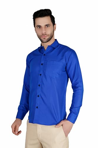 Image of Mens Slim fit Solid Casual Cotton Shirt with Spread Collar and Full Sleeves || Suitable for Office wear