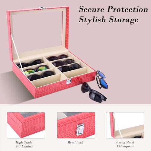Image of AUTOARK Leather 8 Piece Eyeglasses Storage and Sunglass Glasses Display Case Organizer