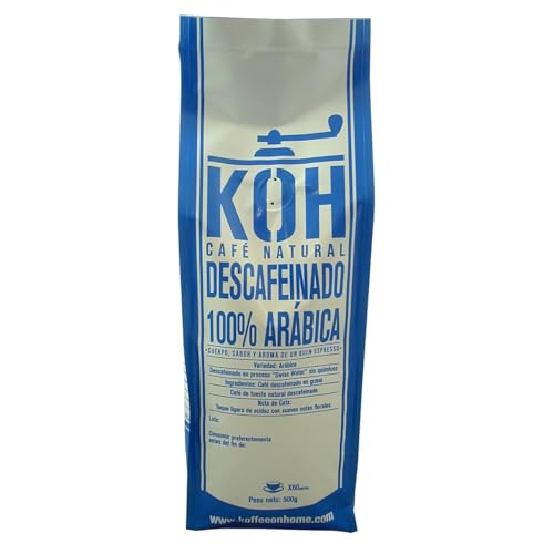 KoffeeONHOME Café en Grano Descafeinado al Agua – 100% Arábica – Tueste Natural – 500 gr