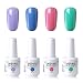 Elite99 UV Gel Nail Polish Set Soak Off Nail Art Kit 4 Colors with 20pcs Nail Polilsh Remover Wraps as Gift