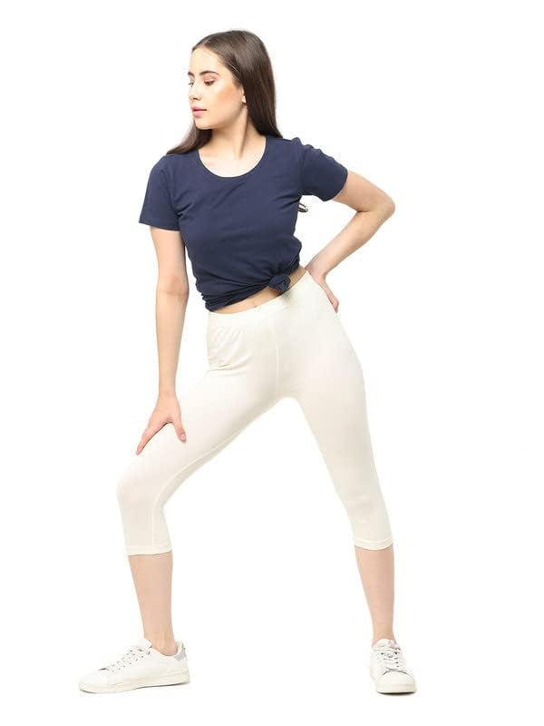 Image of Robinbosky Premium Stretchable Cotton Capri Legging for Women | Suitable for Formal wear & Casual wear | High-End Elastic Makes. The Leggings Squat Proof and Durable for Travel, Yoga, & Workout.