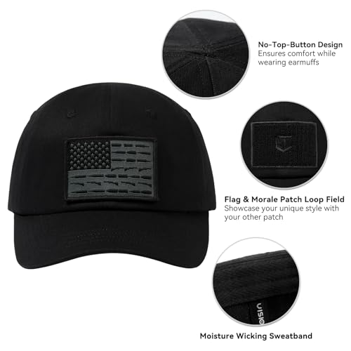 Image of Tactical Hat with Flag Patch Camo Military Army Hats Adjustable Trucker Baseball Cap Soft Top for Shooting