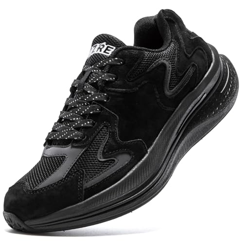 CZRE Wide Width Orthopedic Walking Shoes for Women Slip on Trainers Women's Comfortable Casual Ladies Athletic Sneakers All Black, 8