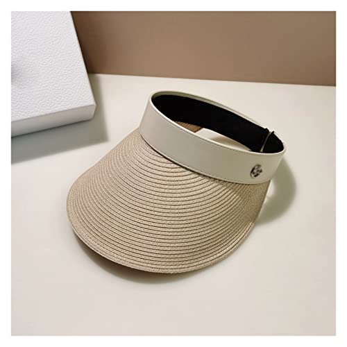 Chapeau de soleil visière vide en cuir pour femmes plage réglable 54-58cm