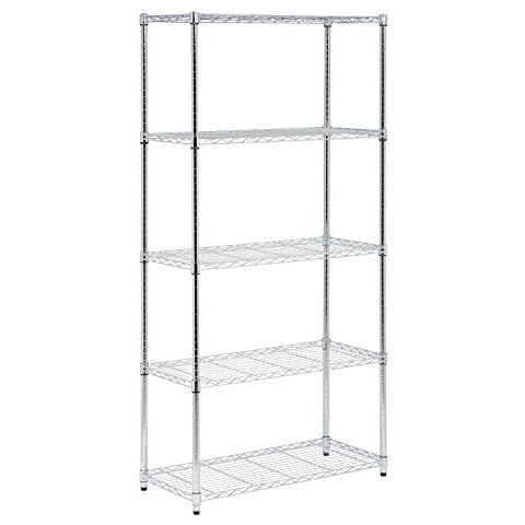Honey-Can-Do 5-Tier Adjustable Shelving Unit, Chrome SHF-09685 Chrome, 1750lbs (350-lb Weight Capacity Per Shelf) Cover