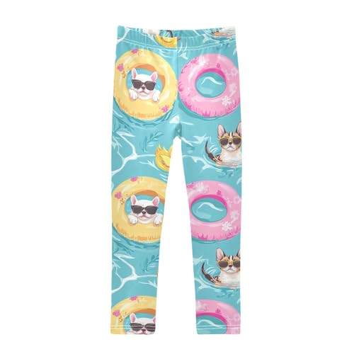 Puppy Floats Girls Leggings,Workout Leggings for Girls Toddler Athletic Legging Size for 3-10T