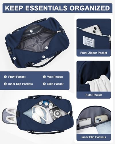 Image of Gym Bag Womens Mens with Shoes Compartment and Wet Pocket Travel Duffel Bag for Women for Plane Sport Gym Tote Bags with Toiletry Bag Waterproof Weekend Overnight Carry on Bag Hospital Holdalls