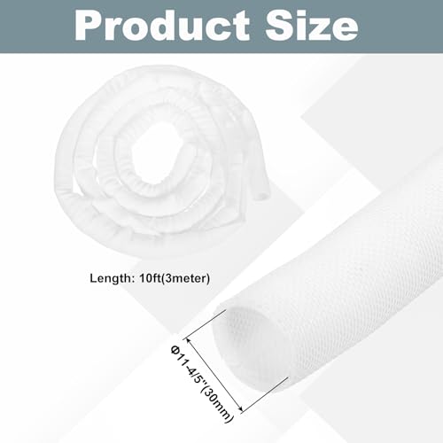 MECCANIXITY Tubo espiral dividido de 11-4/5 pulgadas diámetro interior, 10 pies, protector de cables de poliéster para cables USB y de alimentación, blanco miniatura 2