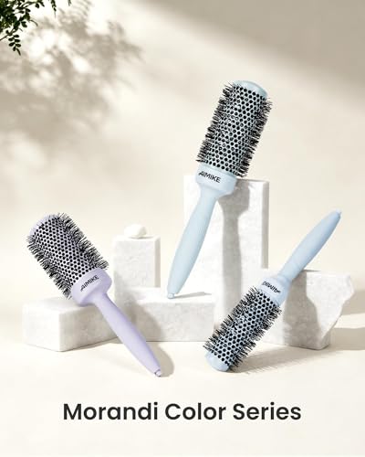 AIMIKE NaturaVol Round Brush for Blow Out,Nano Thermal Ceramic-Coated Round Hair Brush for Fine Hair,Fast Blow Dry for Smooth Salon-Style Finish at Home,Adds Volume,Teal (1.7Barrel,2.5with Bristles)